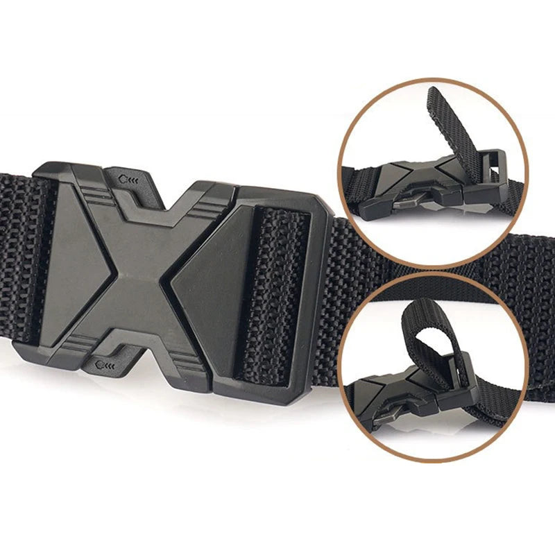 The New Men's 125cm Buckle Belt Nylon Braided Lightweight Breathable Daily Commuter Men's Belt