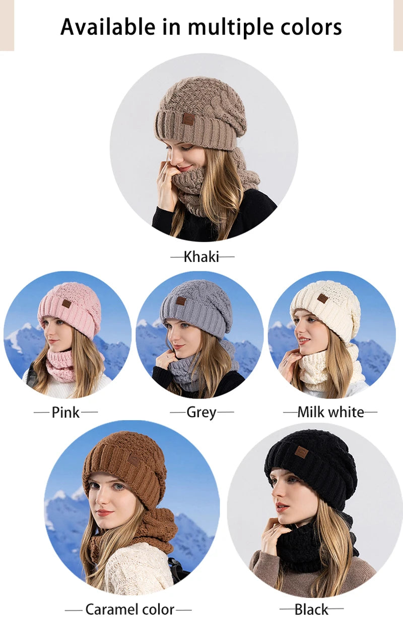 Xinbaoguan 60% acrylic 8395 winter hat scarf set for women, cold resistant and warm knitted hat, ear protection sleeve, yarn cap