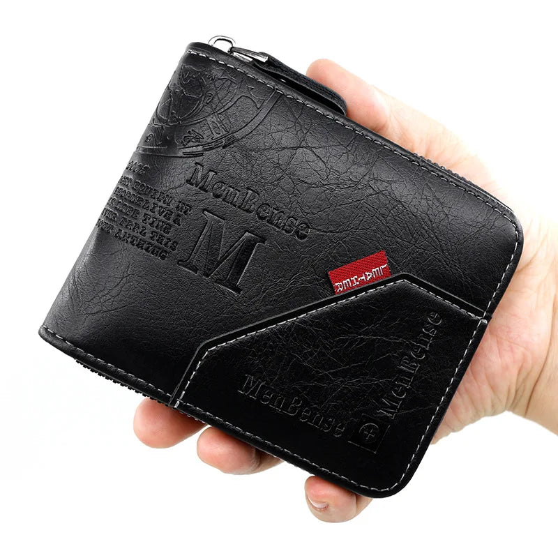 New High Quality Zipper Men Wallets Brand Card Holder Classic Male Wallet  Photo Holder Coin Pocket Men's Purses