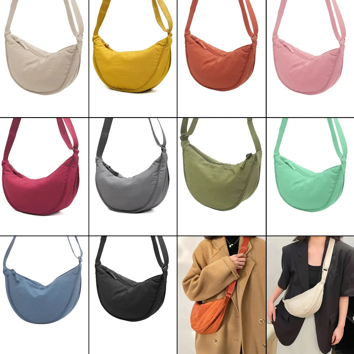 Nylon Hobos Chest Shoulder Bag Large Capacity Travel Crossbody Half Moon Belt Messenger for Women Bags Dropshipping / Wholesale