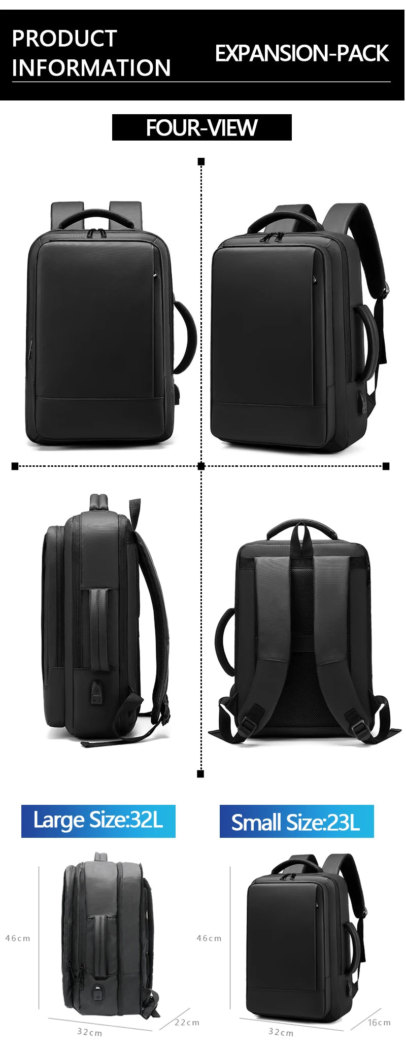 XOKY Business Bag Travel Backpack Waterproof Classic Backpack USB Charging Men Fashion Backpack Wholesale Customized Logo 2051