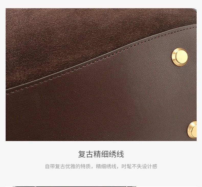 2024 Autumn/winter Frosted Leather Tote Bag with Lock Buckle Underarm Bag Single Shoulder Crossbody Bag