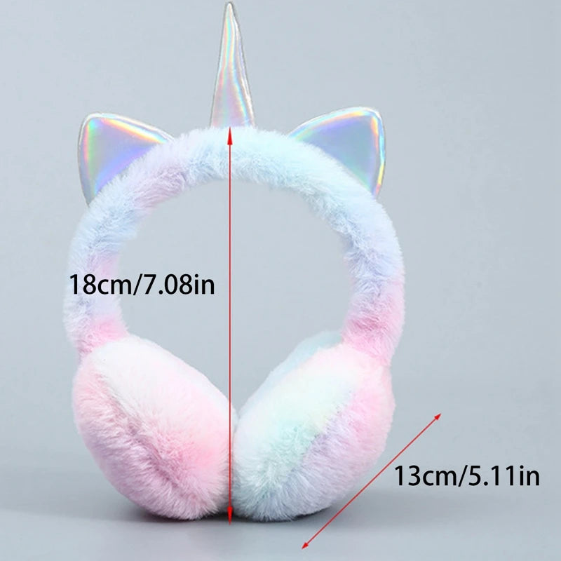 Cute Unicorn Earmuffs Ear Muffs Women Kids Lovely Cat Ears Warmer Plush Headband Fur Headphones Winter Cycling Fluffy Earflap