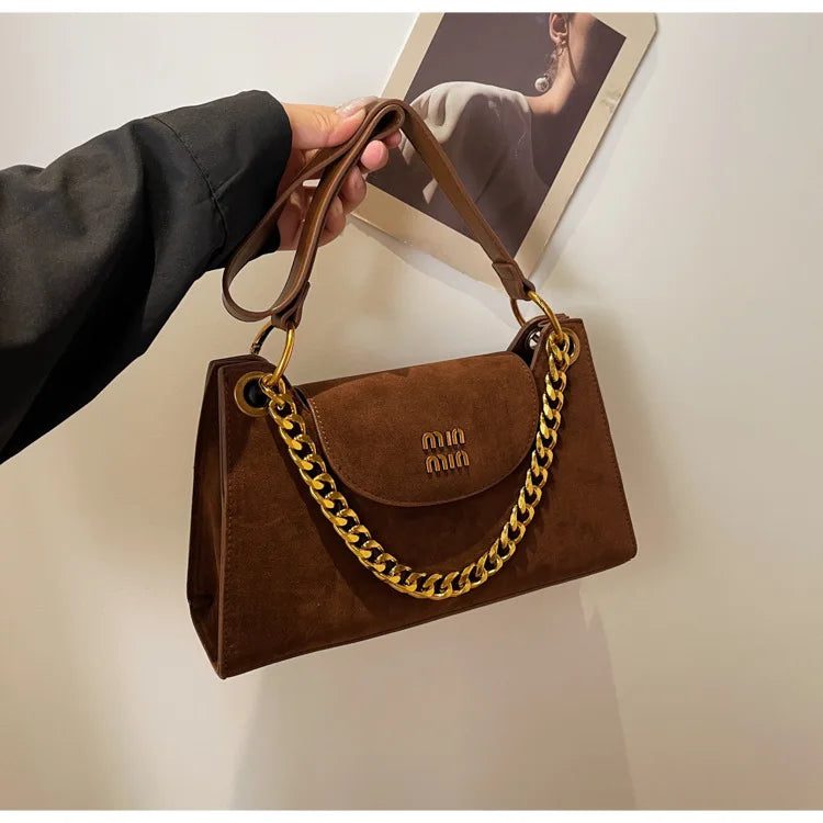 Metal Letter Designer Brand Handbags Top Handle Luxury Shoulder Bags Solid Color Elegant Crossbody Bags Fashion Bags For Women