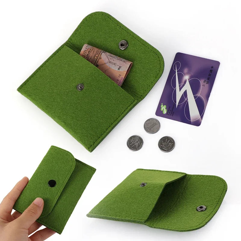 Unisex Felt Coin Purse Bag Women Girls Mini Zipper Coin Wallet Case Casual Square Money Change Card Key Holder Pouch