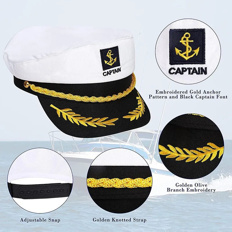 Adult Yacht Sailor Captain Hat Adjustable Men's and Women's Party Hat Makeup Ball Dressing Event Excellent Stylish Accessories