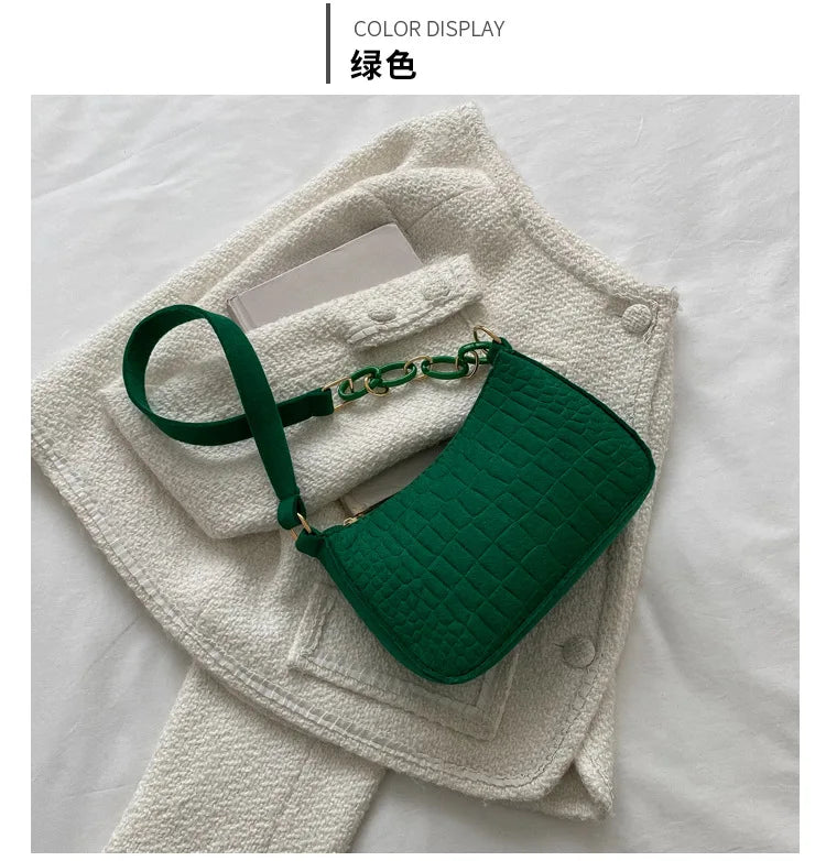 Fashion Felt Shoulder Bags for Women Women's Subaxillary Bag Design Advanced Texture Armpit Handbags Purses Crescent Saddle Bag