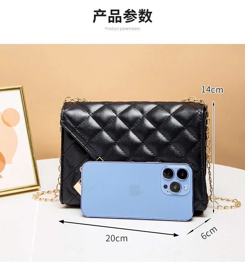 2023 New Flap Crossbody Bags Small Square Women Shoulder Bag Plaid Pu Leather Designer Handbags Chain Lady Women's Bag