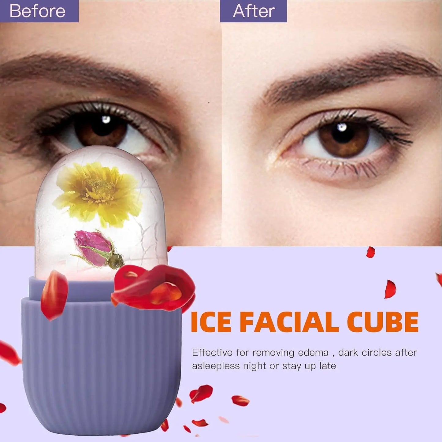 Rouleau de glace en silicone pour le visage, contour et rétrécissement des pores, élimine les cernes, masse la peau, beauté du visage, rouleau pour les yeux, le cou, outil de soins