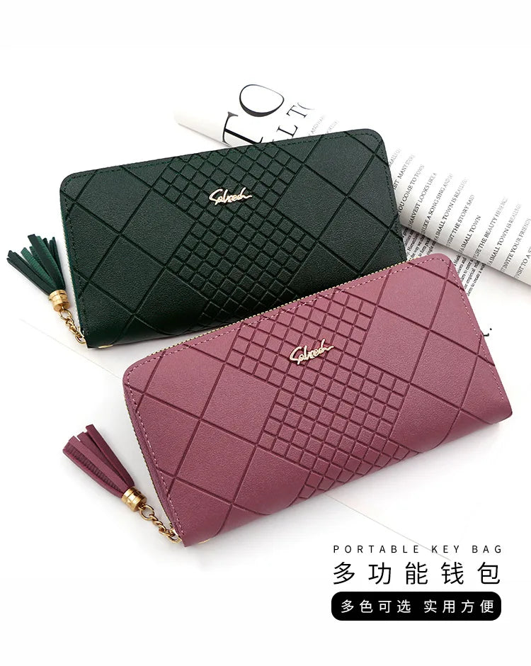 Zipper Money Coin Purse Women Card Holder Long PU Leather Clutch Wallet Large Capacity Lady Wristlet Phone HandBags Money Pocket