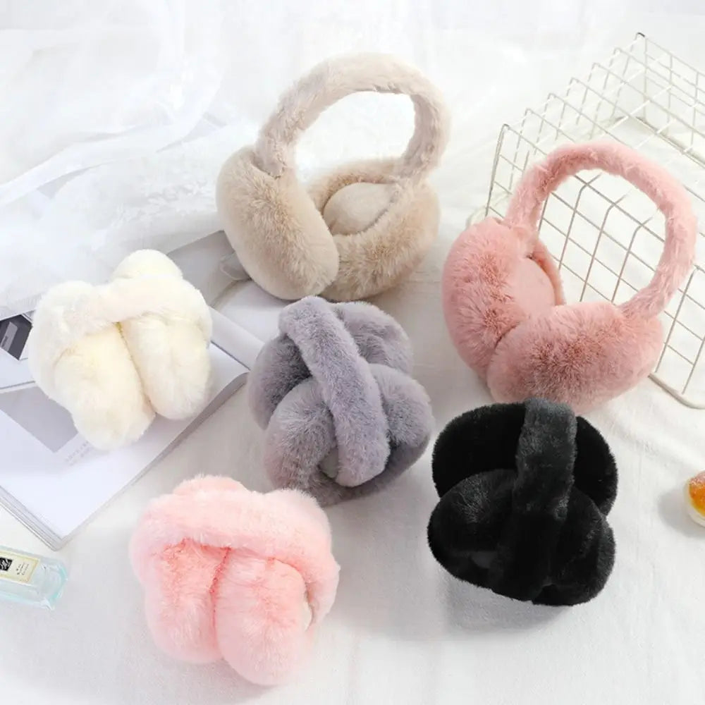 1PC Solid Color Soft Plush Ear Warmer Winter Warm Earmuffs Fashion  Ear Cover Outdoor Cold Protection Ear-Muffs Folding Earflap