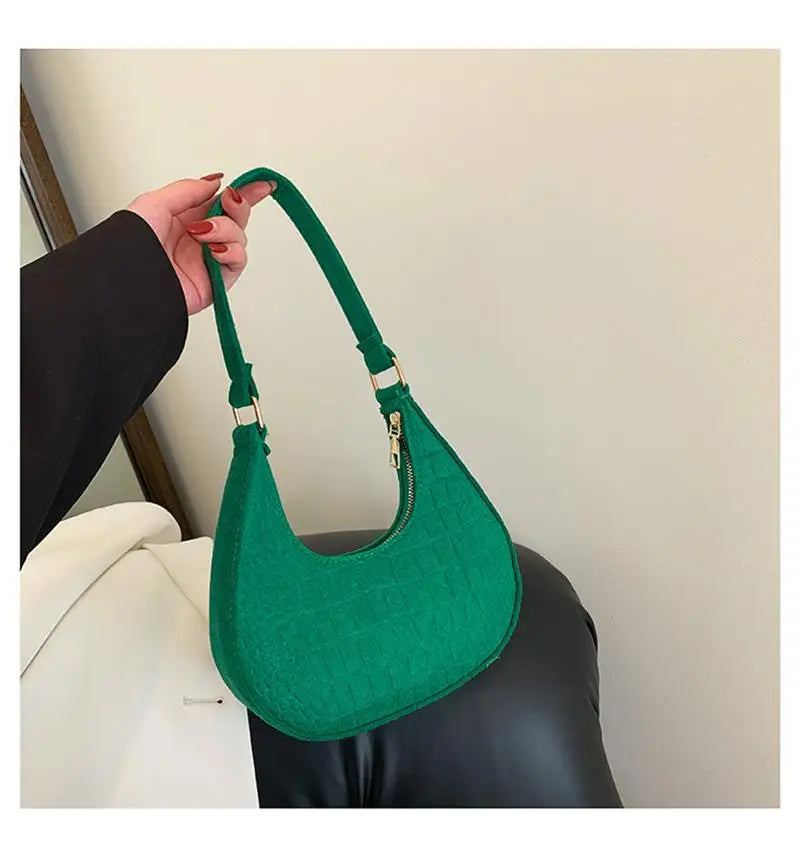 Women Felt Handbag Fashion Subaxillary Bag Designer Exquisite Shoulder Bags Crescent Saddle Bag For Ladies Advanced Armpit Bag