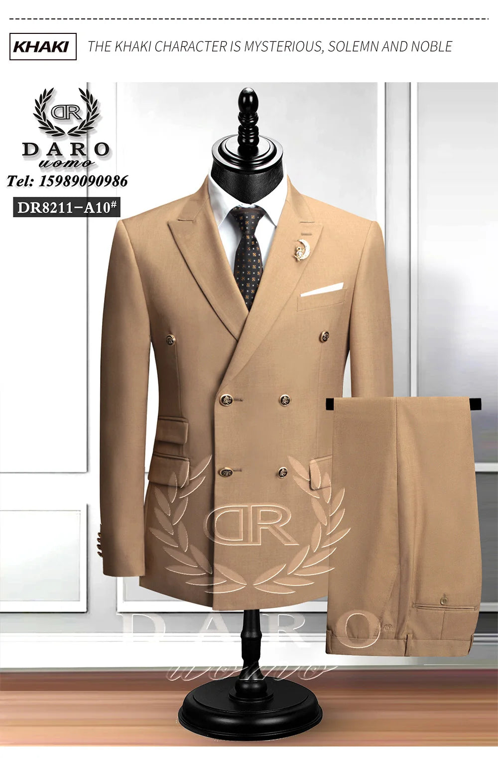 DAROuomo 2024  Men Suit Slim Fit Formal Business Work Wear Suits 2Pcs Set (Jacket+Pants)DR8211