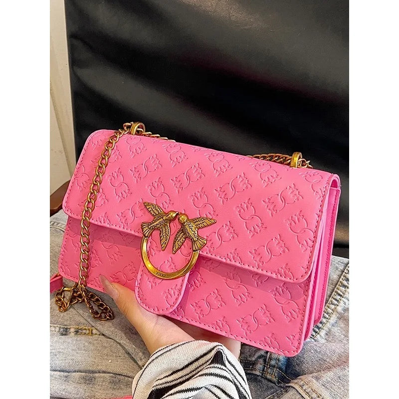 Fashionable and Trendy 2024 Crossbody Bag for Women with Chain and Flower Embossment, Shoulder Bag for All Occasions