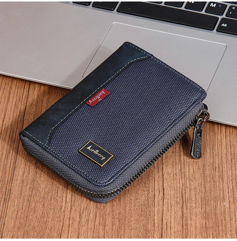 Baellerry RFID Simple Short Men Zipper Wallets Luxury Brand Card Holder Male Wallet Photo Holder Coin Pocket Man Purses