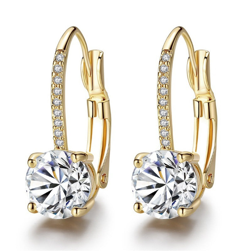 Boucles d'oreilles pendantes en argent 925 plaqué or avec zircon blanc pour femme, bijoux de luxe, cadeau