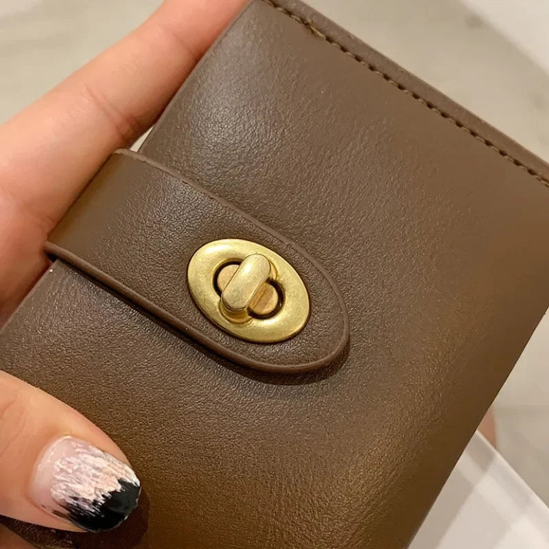 Women's Short Wallet Black Brown Minimalist Versatile Compact Card Bags Coin Purse Money Wallet Monedero Mujer Billetera 지갑