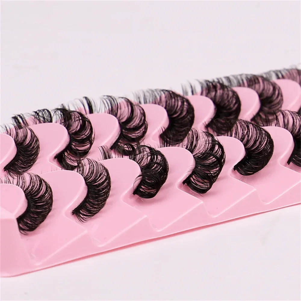 10 Pairs Russian Strip Lashes Fluffy Mink Lashes 3D False Eyelashes Russian Volume Eyelashes Fake Eyelash Extension Make Up