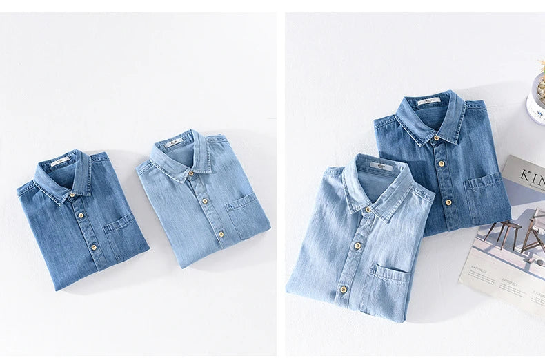 Men Denim Shirt , Thin Summer Half Sleeve Casual Top, Loose Trendy Handsome Short Sleeve ，Camping Denim Short Sleeve Jacket