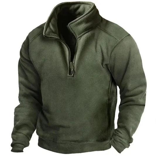 Men's Long Sleeve V-neck Sweatshirt Fleece Warm Tactical Pullover Training Shirt Cross-border Men's Wear Casual Scene