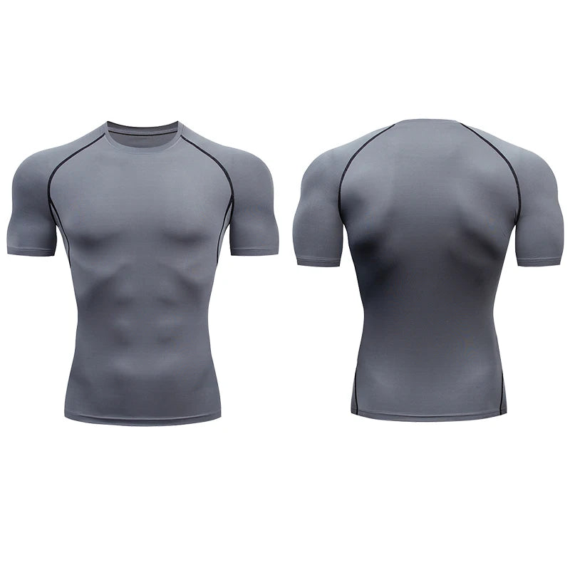 Compression T Shirt Men Summer Sportswear Running T-shirt Elastic Quick Dry Sport Tops Tee Athletic Gym Workout Shirts Men 2024