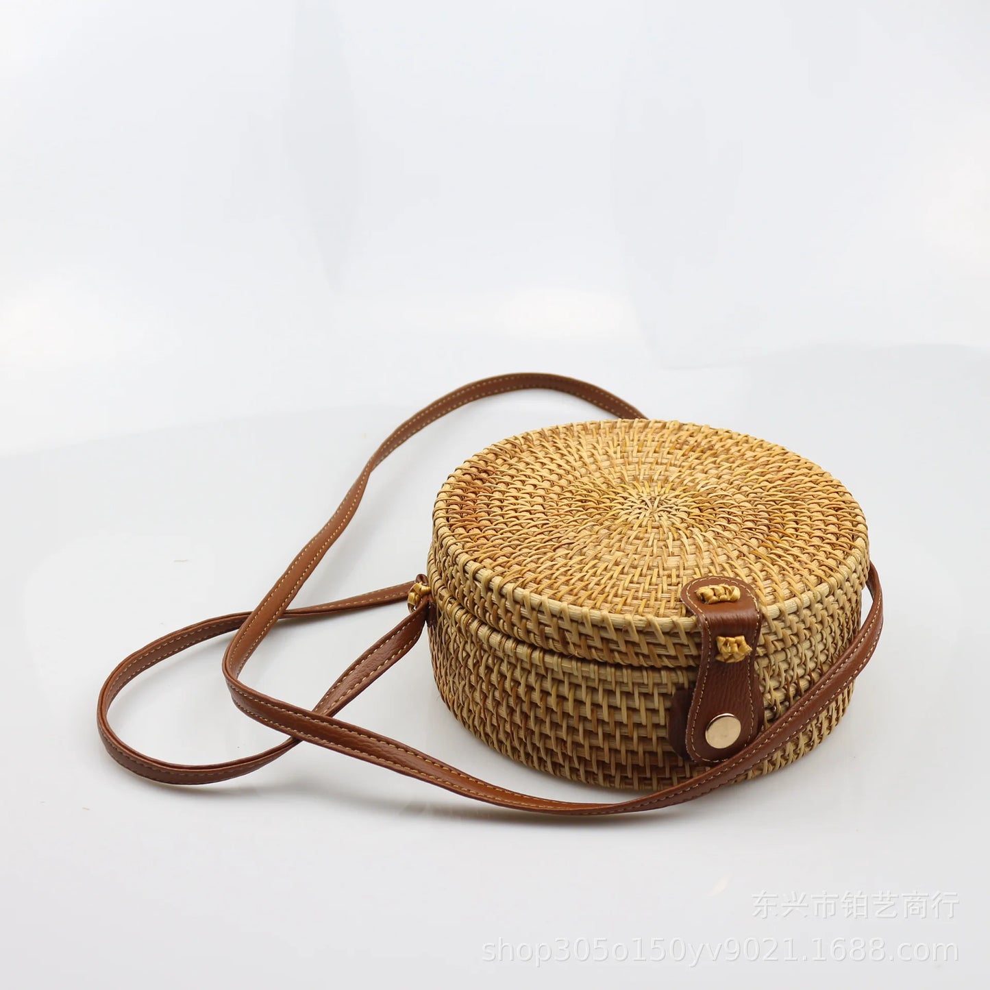 Rattan Woven Women'S Shoulder Bag Round Straw Beach Bags Female Bohemian Handbag Luxury Designer Handmade Crossbody Bag Bali Box