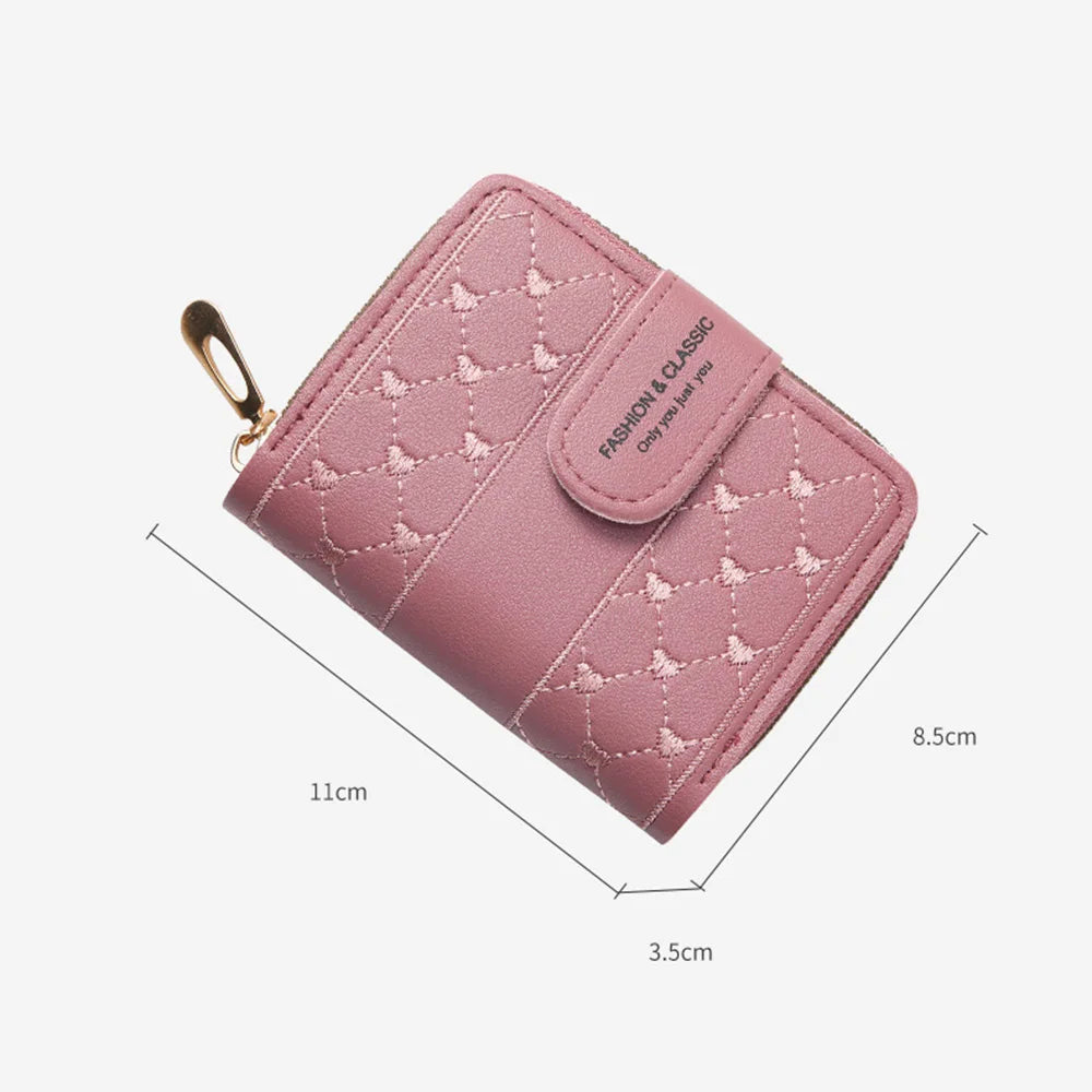 Short Wallet For Women 2023 Fashion Simple New Large Capacity Versatile Heart Color Clutch Zipper Buckle Coin Purse Female Bag