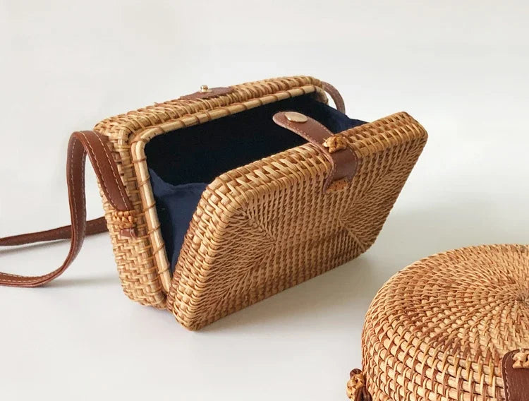 Square Round Mulit Style Straw Bag Handbags Women Summer Rattan Bag Handmade Woven Beach Circle Bohemia Handbag New Fashion