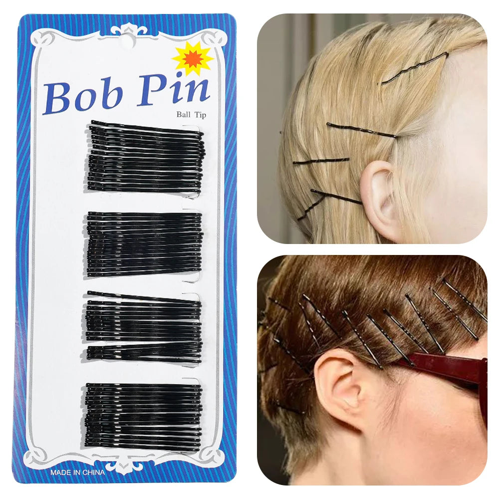 Black Hair Clips U-Shaped Bobby Pin Women Invisible Wavy Hairpin Hairstyle Styling Metal Hair Grips Barrette Hair Accessories