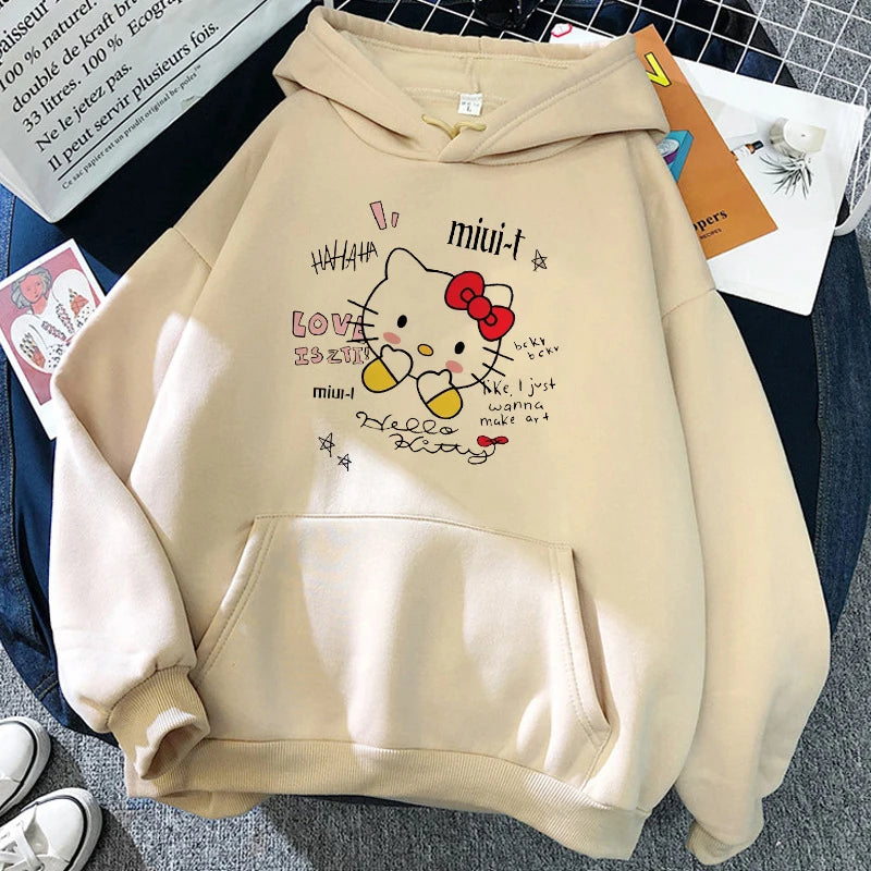 Nouveau sweat à capuche streetwear sweat à capuche Hello Kitty japonais anime Sanrio sweat-shirt vêtements vêtements de rue hauts