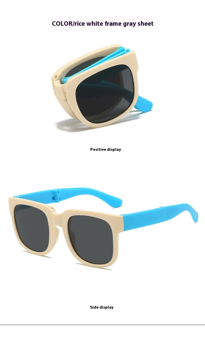 Folding Fashionable UV Resistant Baby Sunglasses New Box Art Children's Glasses Trend