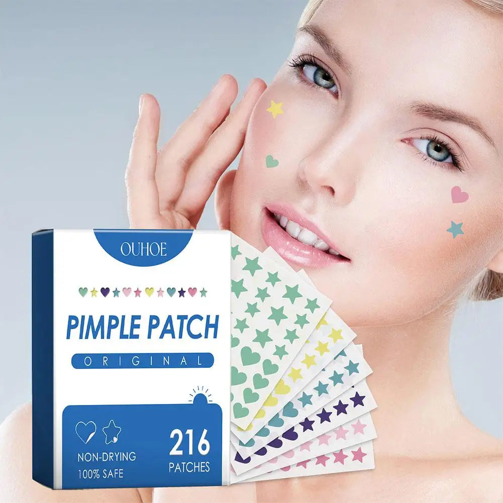 216PCS Star Pimple Patch Acne Colorful Invisible Acne Removal Skin Care Stickers Concealer Face Spot Beauty Makeup Patch