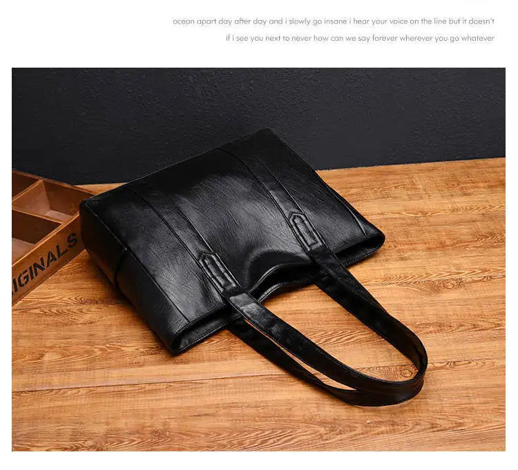 Women Bags New All-match Handbag Shoulder Simple Big Large Capacity Totes Lady Shopping Bag PU Leather Black Hand Bag