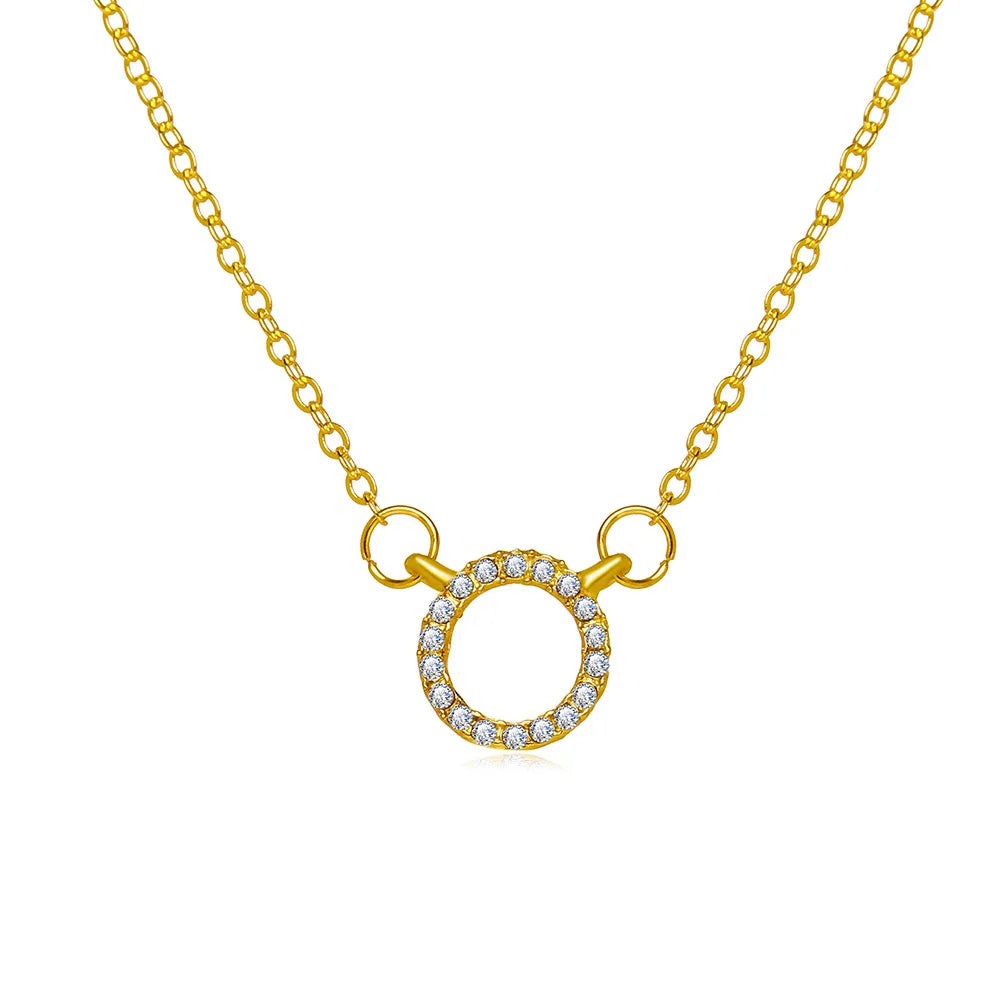 Collier pendentif cercle en cristal tendance 2025, bijoux élégants, couleur dorée, collier de mode unique pour femmes, vente en gros