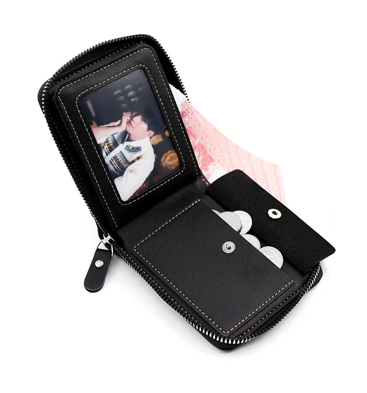 New High Quality Zipper Men Wallets Brand Card Holder Classic Male Wallet  Photo Holder Coin Pocket Men's Purses