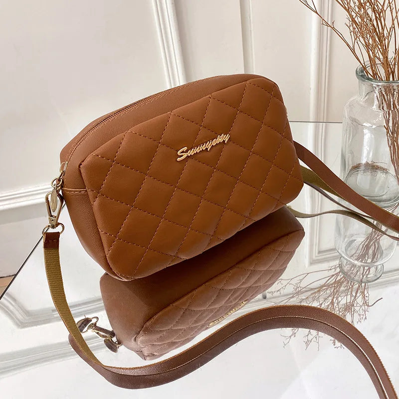 Simple Solid Color Leather Shoulder Bag For Women Lady Crossbody Messenger Bag Luxury Designer Handbag Female Over Shoulder Bag