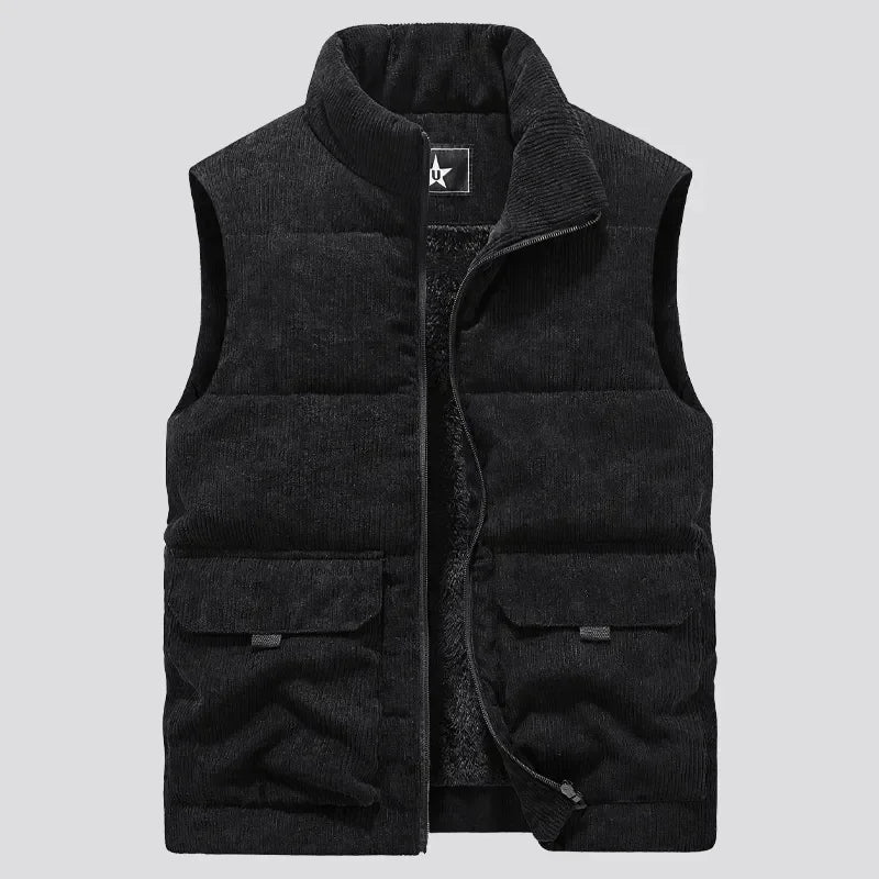 Gilet chaud en polaire pour homme, manteau à col montant, épais, style militaire, vêtement pour homme, veste sans manches