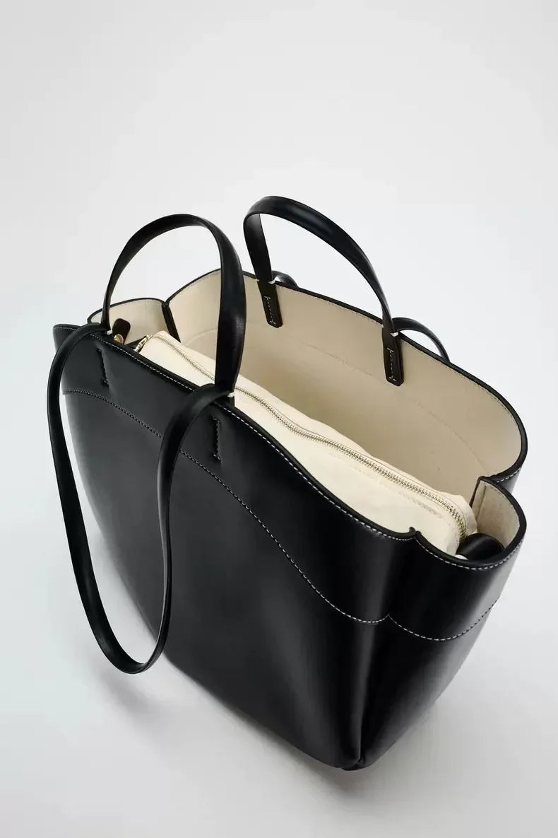 Women Tote Bag Underarm Pouch Large Capacity Pu Leather Shoulder Bag Retro Crossbody Bag Casual Portable Bucket Bags Handbag