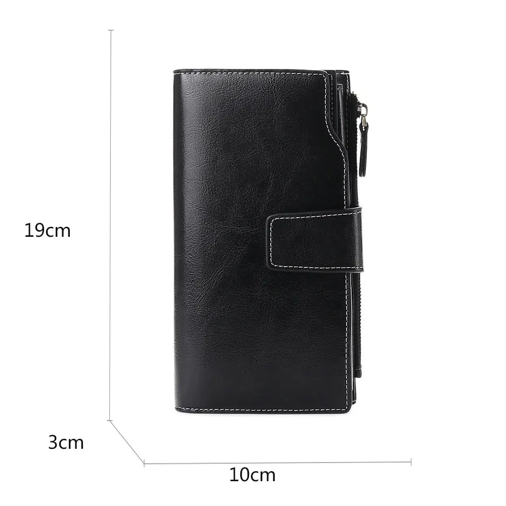 2024 New Rfid Long Women Wallets Clutch Zipper Coin Pocket Female Print Wallet Quality Card Holder Genuine Leather Women Purse