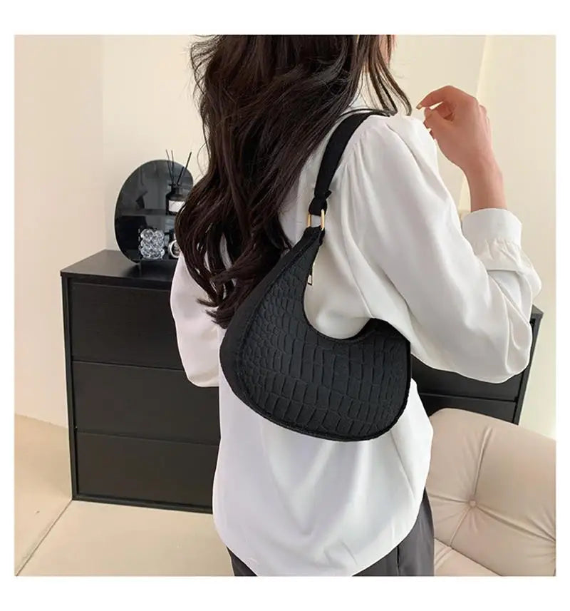 Temperament Handbag Casual Trendy Stone Pattern Shoulder Bag New Single Shoulder Design 2023 Winter Fashion Women'S Underarm Bag