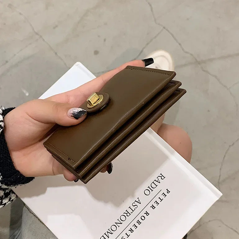 Women's Short Wallet Black Brown Minimalist Versatile Compact Card Bags Coin Purse Money Wallet Monedero Mujer Billetera 지갑