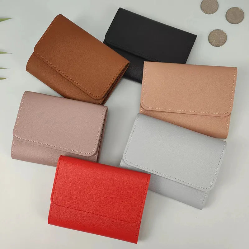 New Cute Wallets for Women Small Hasp Girl Credit Card Holder for PU Leather Coin Purse Female Wallet Short Purses for Women