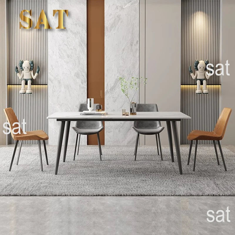 Hot Sale Customizable New Luxury Modern Dining Room Home Furniture 6 Dining Chairs Marble Dining Table Set