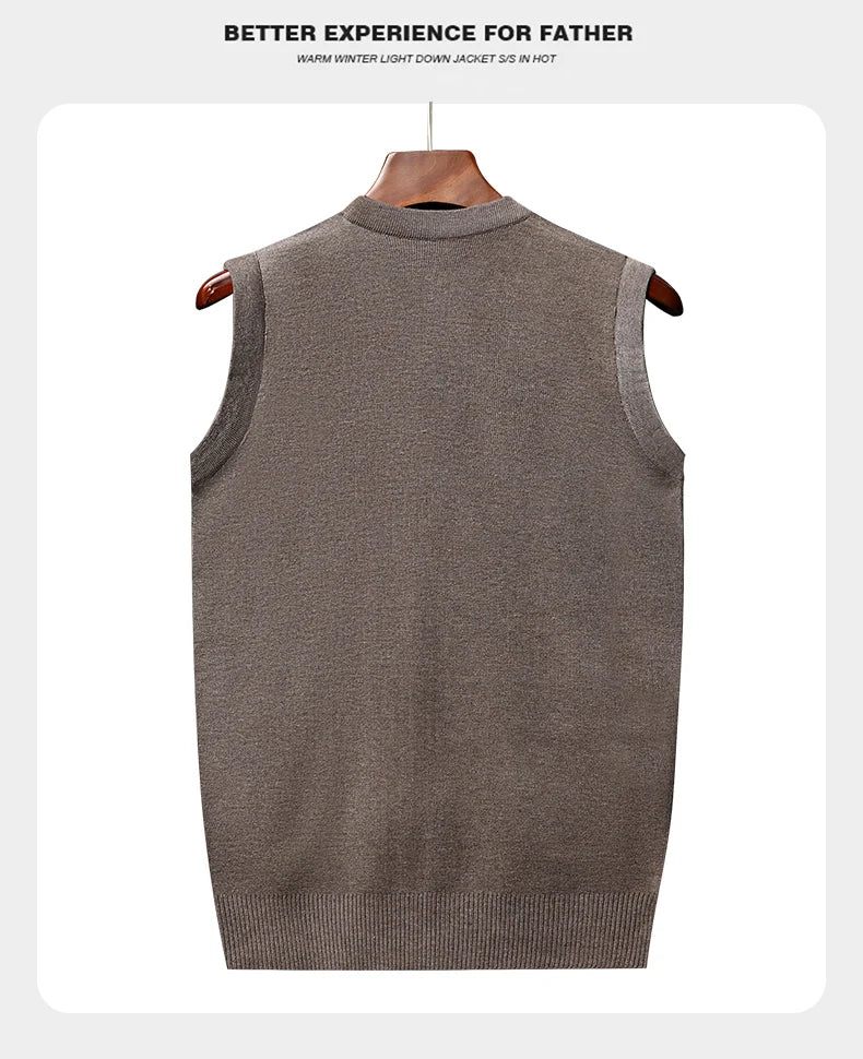 Men's Thickened Casual Sweater Tank Top Autumn and Winter Warm Men's Cardigan Tank Top