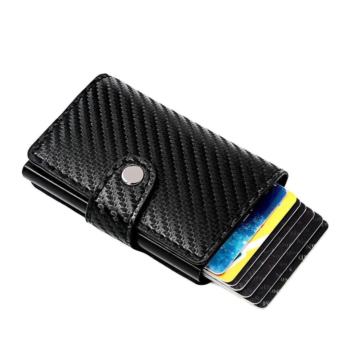 RFID Blocking Credit Card Holder Stainless Steel NFC Anti Scan Business Wallet Genuine PU Leather Purse Money Bag For Men Women