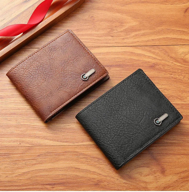 Men Purse Black Coin Wallet Male Business ID Cards Holder PU Leather Multiple Slot Casual Large Capacity Dollar Coin Money Bags