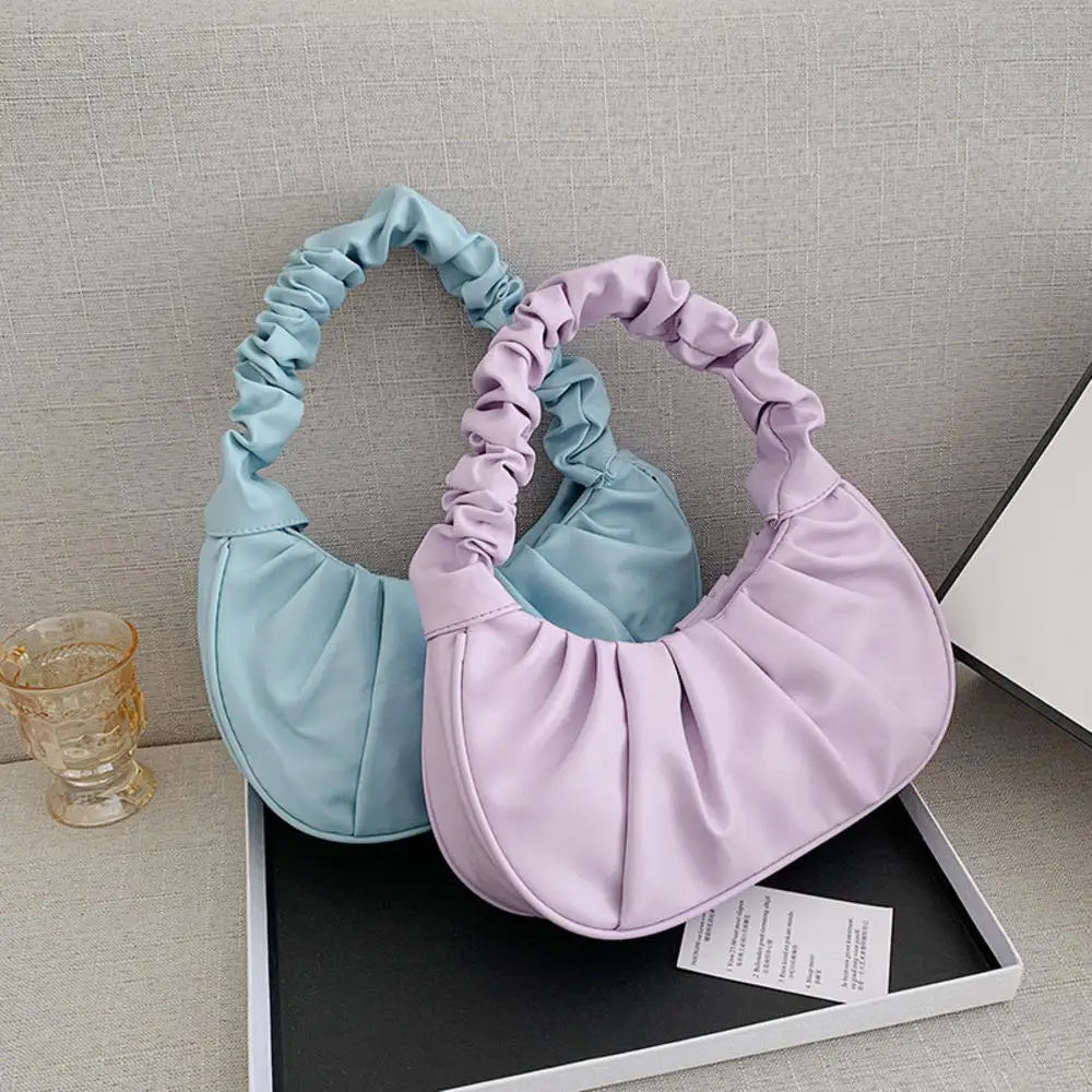 2024 Fashion Pleated Handlebags For Women Pu Cloud Bags Leisure Armpit Bag Shopping Shoulder Bags Dumpling Handbag Female