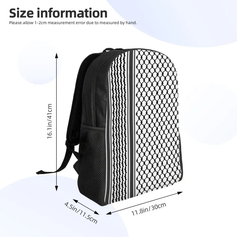 Custom Palestinians Keffiyeh Pattern Backpack for Women Men Waterproof College School Tradition Bag Print Bookbags