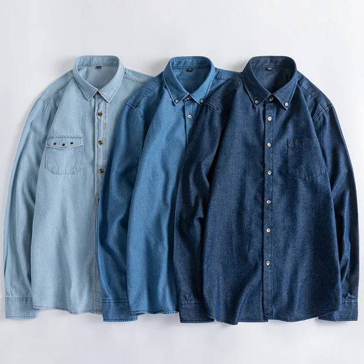 Chemise à manches longues pour homme 100 % coton, vêtement en denim de haute qualité, unisexe, décontractée, pour les loisirs quotidiens, nouvelle collection d'automne