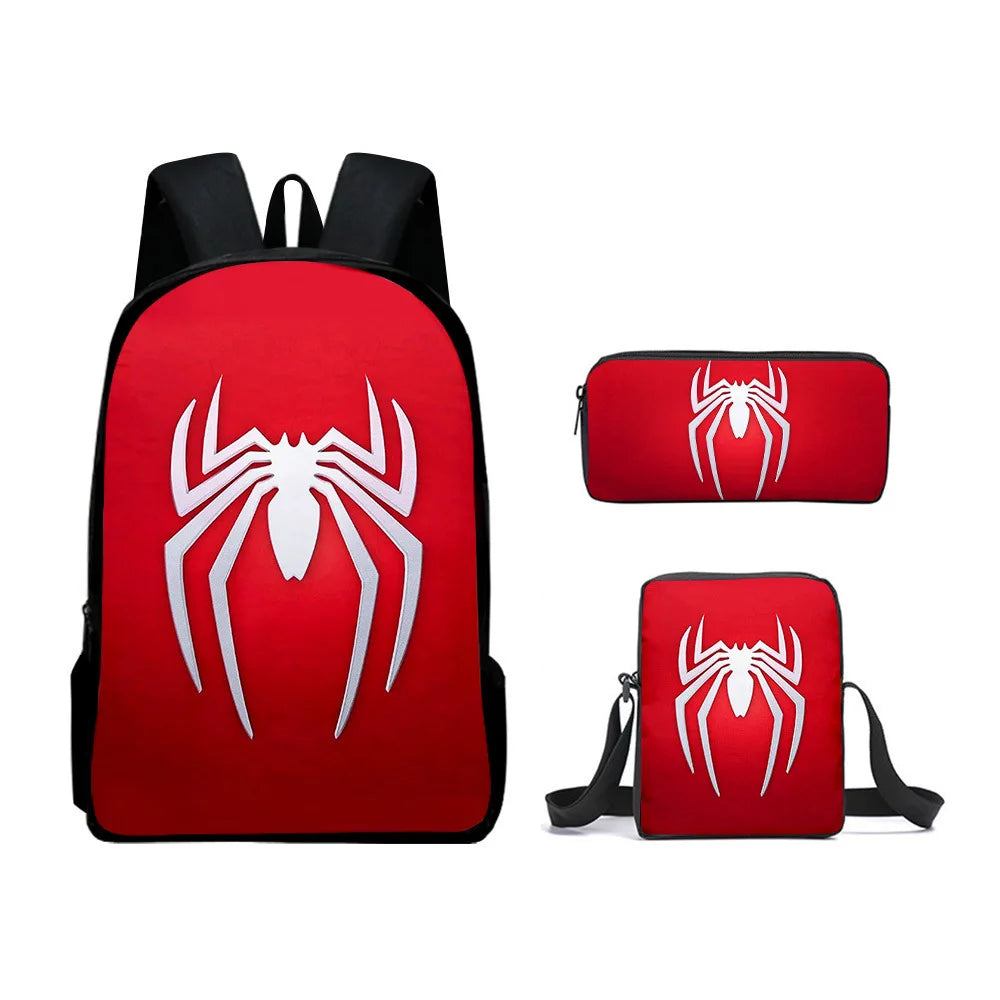 Spidermans Backpack Three Piece Set for Elementary School Students Cartoon Backpack for Boys Backpack Fashion Super-heros Style